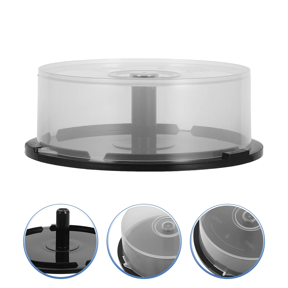 4pcs DVD Cake Box Spindle Plastic Column Empty DVD Containers Storage Bucket Plastic Column Container 25 Disc Clear Box