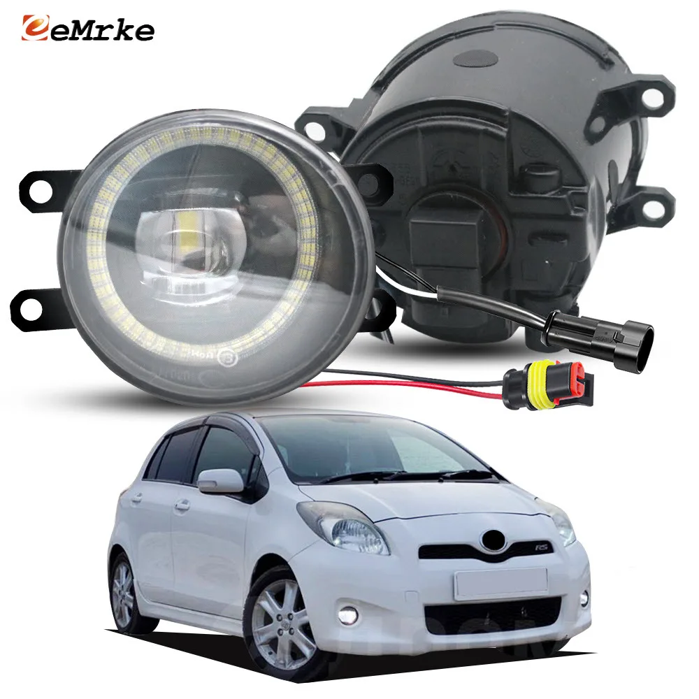 

LED Fog Lamp PTF Lens for Toyota Vitz RS Yaris Hatchback 2006 2007 ~2012 Upgrade Angel Eye DRL Ring Width Indicator Day Light