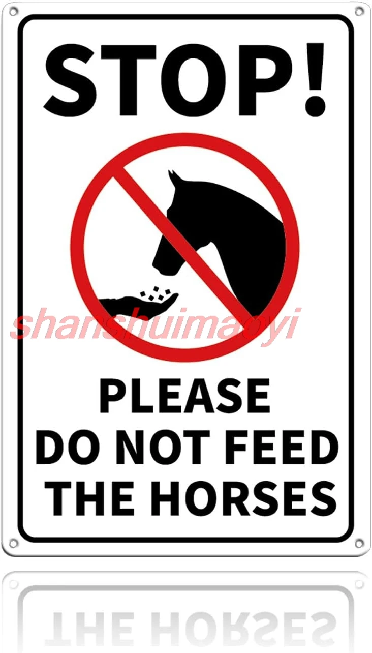 GLOBLELAND Stop Please Do Not Feed The Horses Sign, 12x8 inches 40 Mil Aluminum Farmhouse Decor Sign Home Decor Horse Sign, Refl