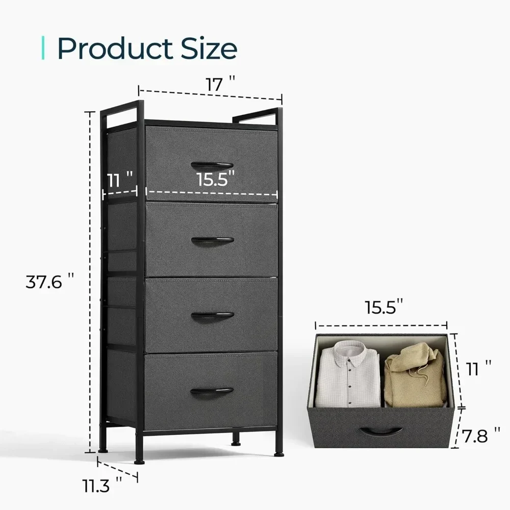 4 Lades Dressoir Voor Slaapkamer, Hoge Dressoirs Opbergladen, Toren Organisator Unit Voor Gang, Hal, Kasten