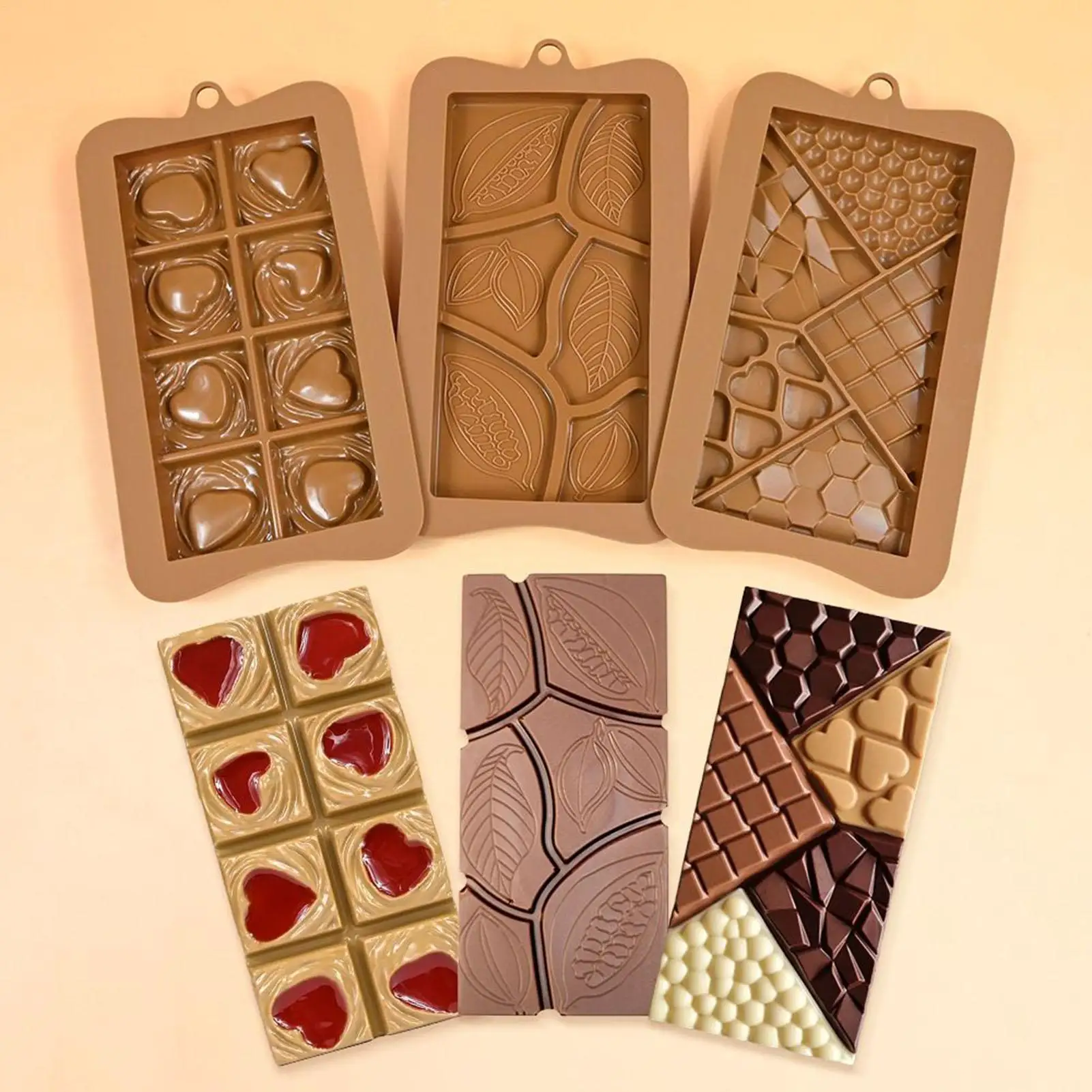 Moldes de barra de Chocolate de silicona de calidad alimentaria, kits de fabricación de dulces rompecabezas para golosinas navideñas y recuerdos de fiesta, envío directo
