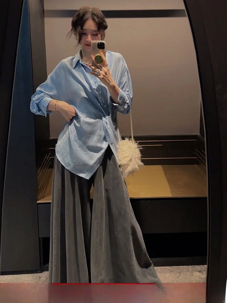

High Waist Wide Leg Casual Pants for Women Bla Floral Print New 2024 Trendy Commuter Sle Cotton Blend Casual Trousers