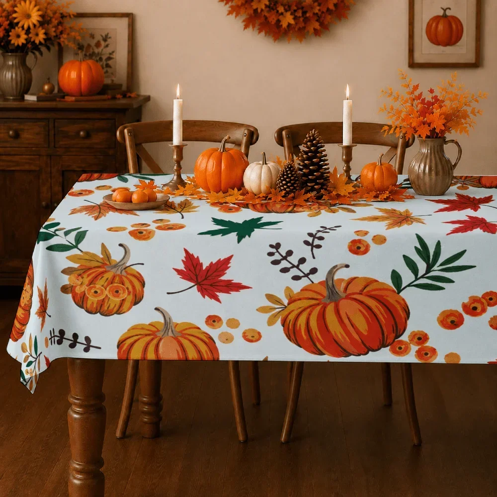 Party tablecloth, 1-piece set. Autumn harvest table cover. Suitable for Thanksgiving and Halloween.zyc