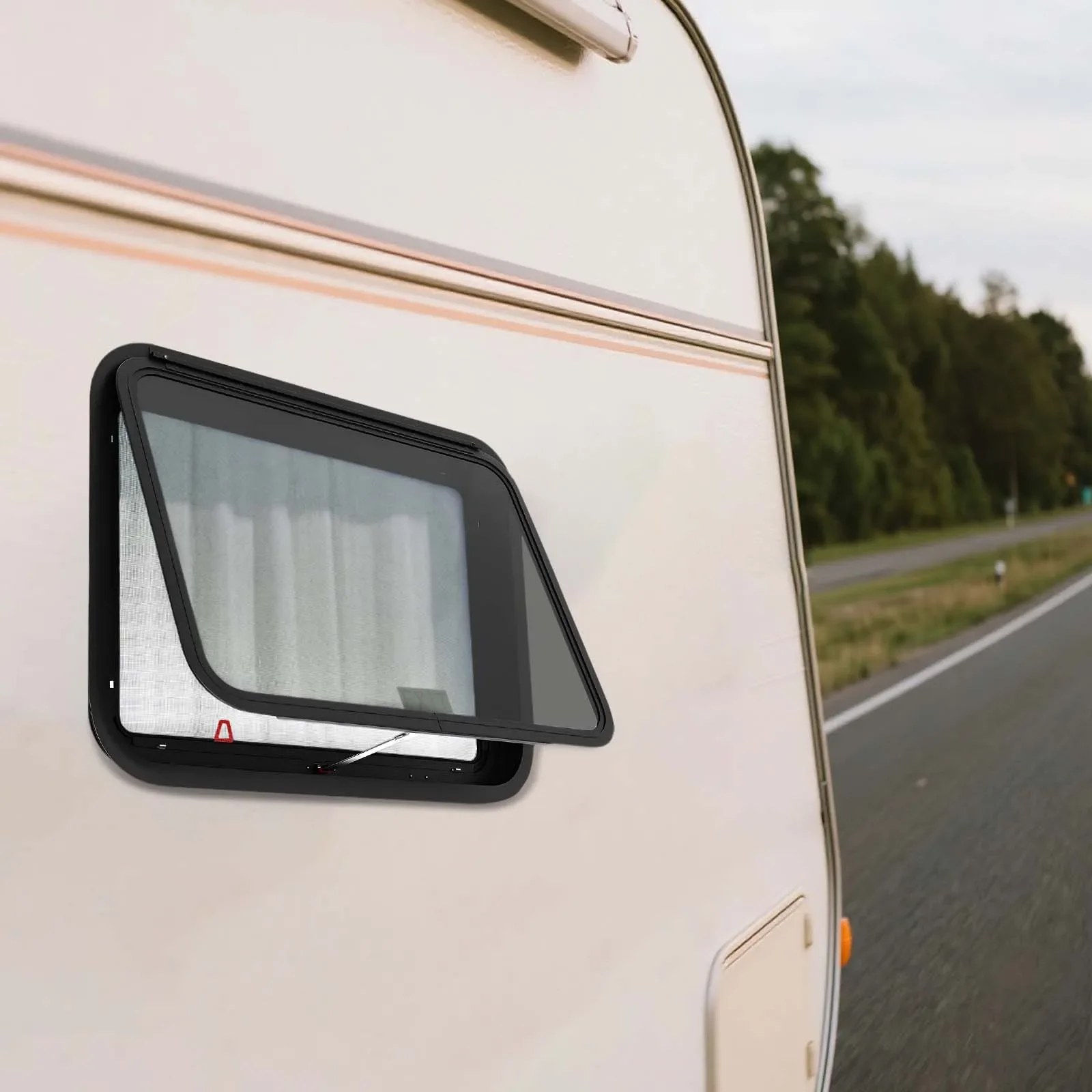 نافذة RV ادفع 90 ° أقصى فتح مع شاشة الحشرات لحماية الخصوصية، سهل التركيب، تهوية سريعة، حجب أشعة الشمس #3