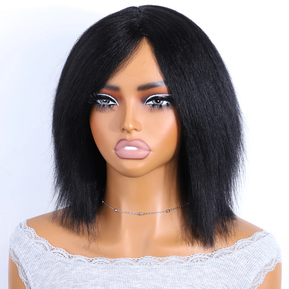 100% Real Brazilian Hair Wigs 4# Brown Colored Straight Human Hair Wigs 12 Inch Short Yaki Straight Human Hair Wigs For Women