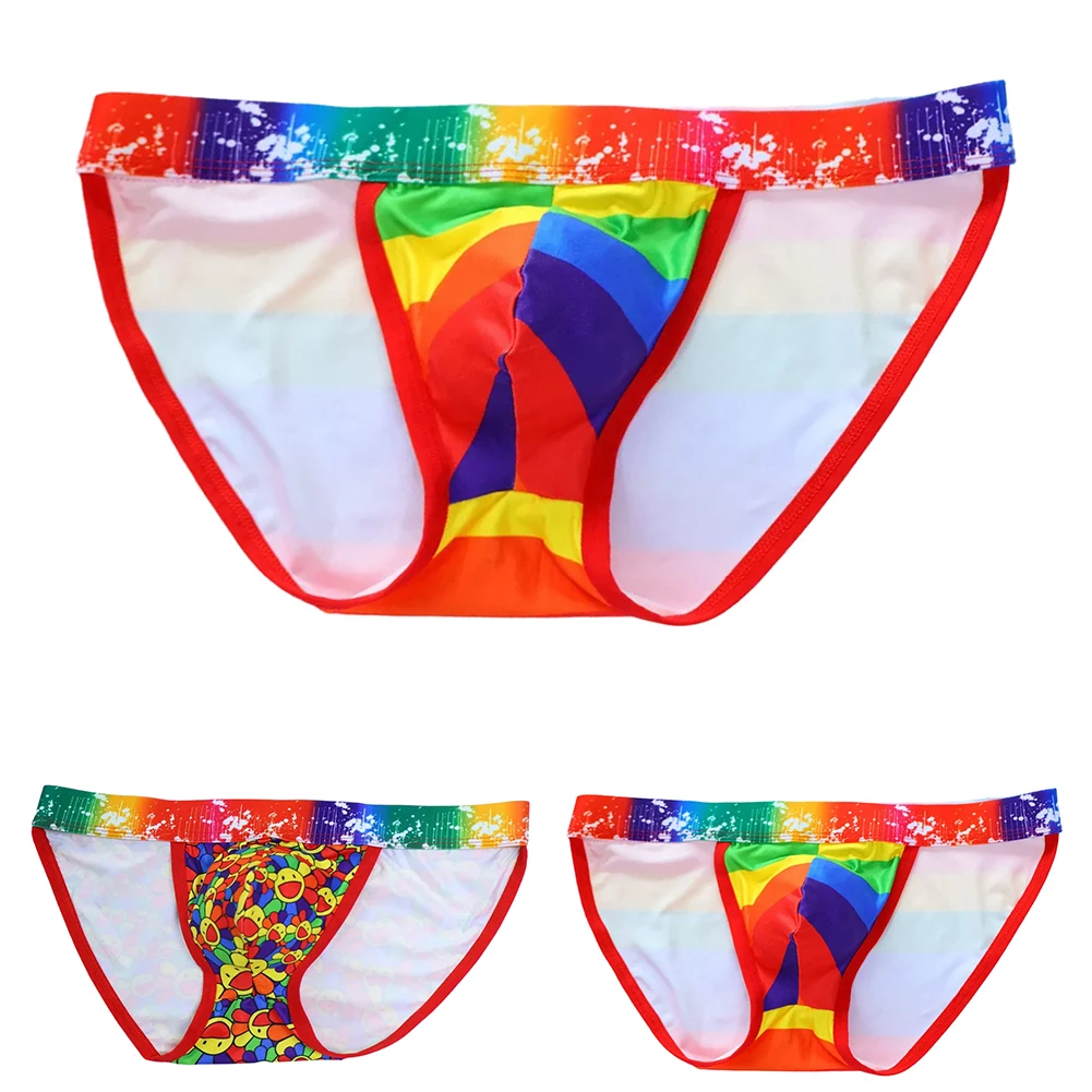 

Men\\\\\\'s For Rainbow Print Brief Underwear with 3D Digital Design and Side Space Breathable Fabric for Comfortable Fit