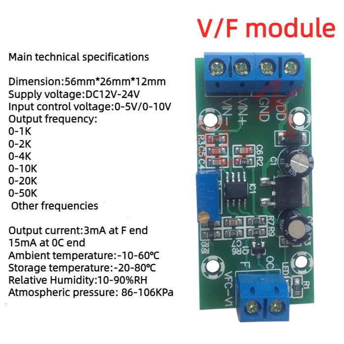 V/F Conversion Module Voltage to Frequency Voltage Transfer Frequency V/f 0-10V/0-5V to 0-10KHZ