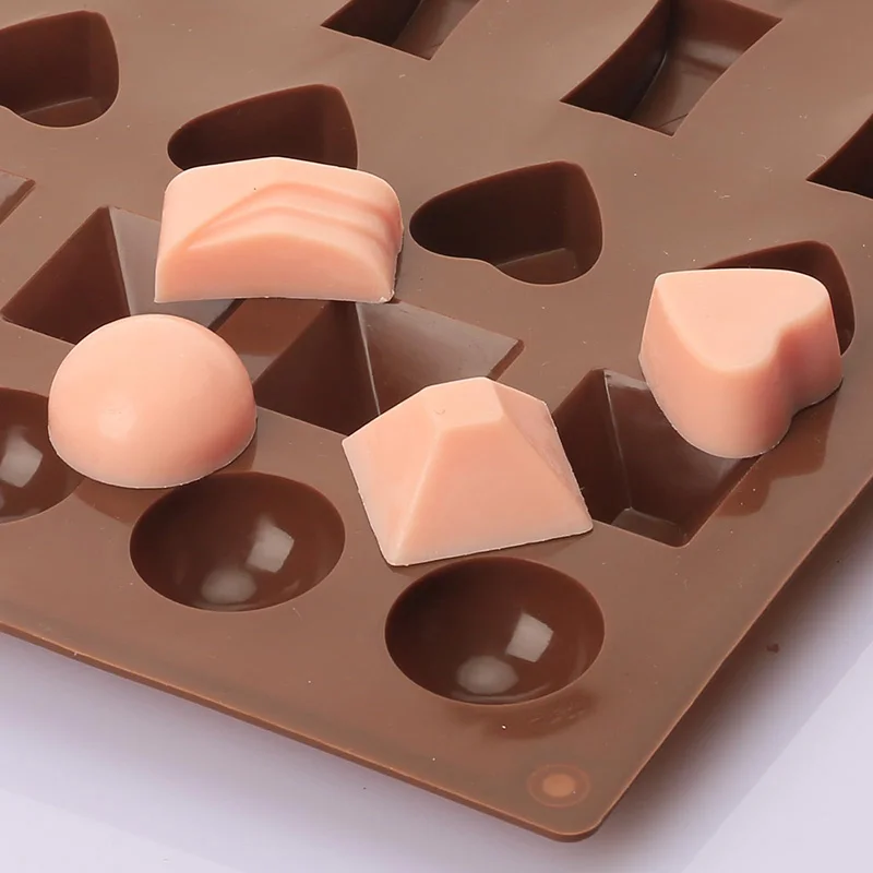 Chocolate Molds Silicone with 30 Cavities 6 Different Shapes for Making Larger Candy/Gummy/Cake Décor for Party&Celebration