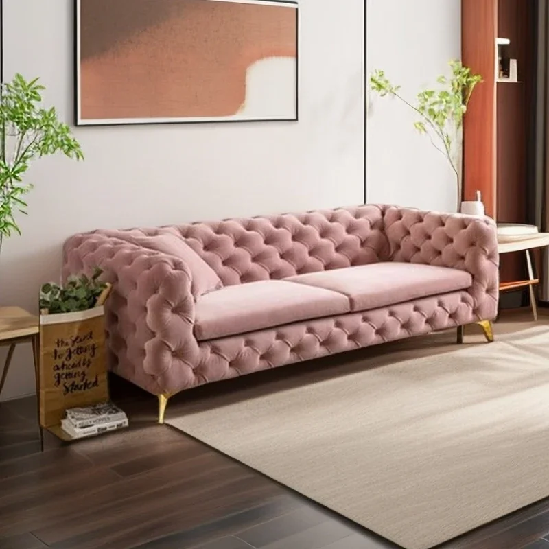 

Designer Light Luxury Sofa Bed Pink Living Room Vintage Customized Couch Halloween Ergonomic Sofa Sala De Estar Home Furniture