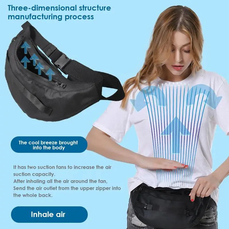 Waist Fan Belt Fan Fanny Pack USB Powered Hands-Free Wearable Portable Body Fan Powerful & Strong Airflow For Fishing Warehouse