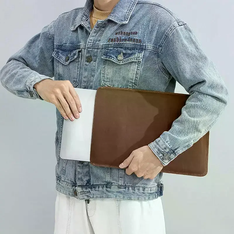 Premium PU Leather Laptop Case 12-16 Inch Drop Protection Sleeve, Simple Portable Protective Bag for Tablet & Notebook
