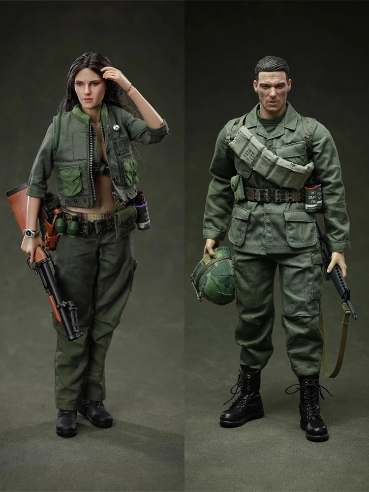 Hot Sale WHOHO TOYS 1/6 Scale Vietnam War Man Soldier Army Green Cloth Female Action Figure 12" Full Set Model Gift Collection