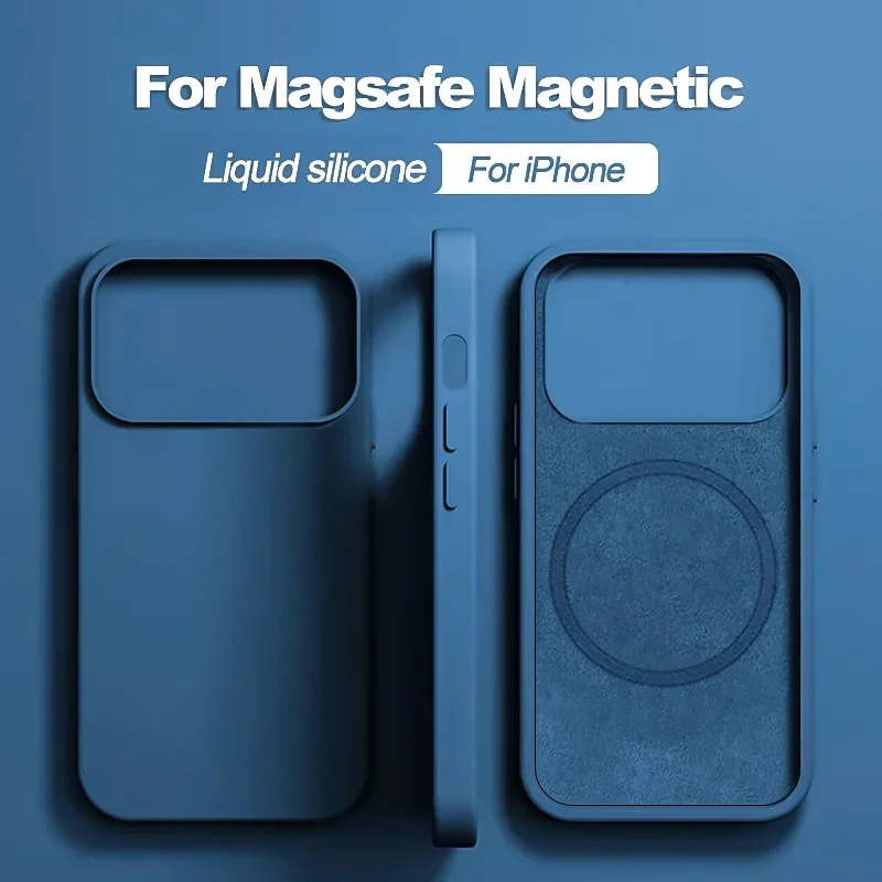 

Мягкий силиконовый чехол для Magsafe для iPhone 17 Pro Max Air 15 16 Plus 13 12 16 Pro Max с беспроводной зарядкой, магнитный чехол для телефона