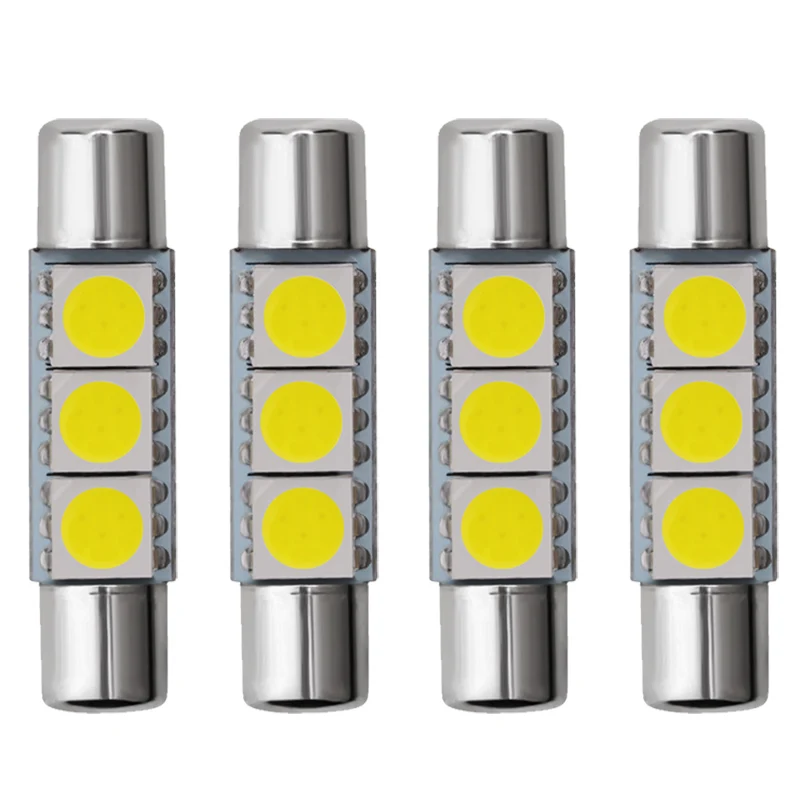 4Pcs Festoon 29mm C5W 3 SMD 5050 LED Car Auto Interior Dome Vanity Mirror Sun Visor Lights Bulb Lamp DC12V