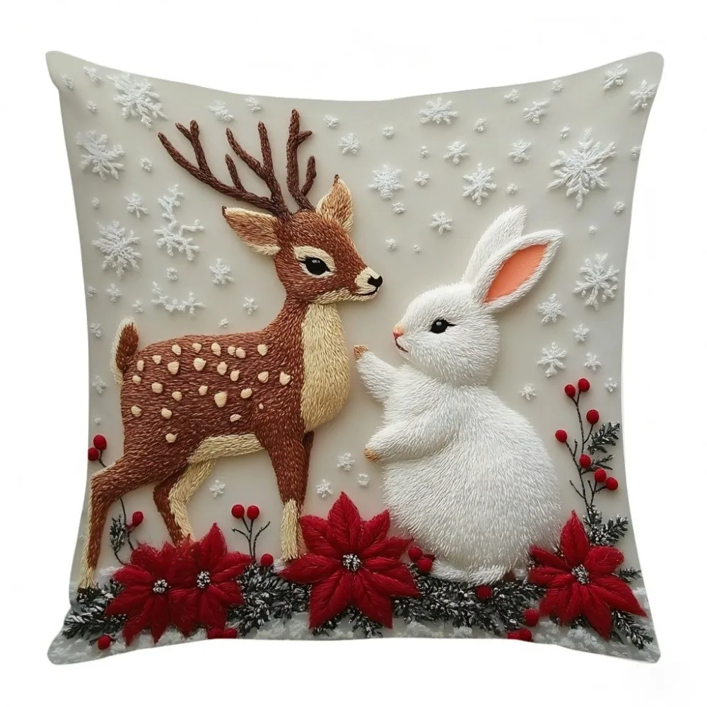 

45x45cm Christmas Pillow Cover Elk Santa Claus Snowman Xmas Tree Merry Christmas Decor Throw Cushion Cover Linen Pillow Case