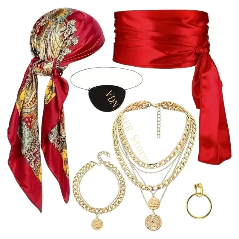 

Полное пиратское коллекция аксессуаров Bandana Belt Corlece Combo D08e