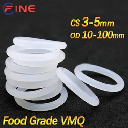 White Food Grade Silicone O Ring Gasket Waterproof Washer Rubber VMQ O Rings Silicone Ring CS 3-5mm OD 10-150mm