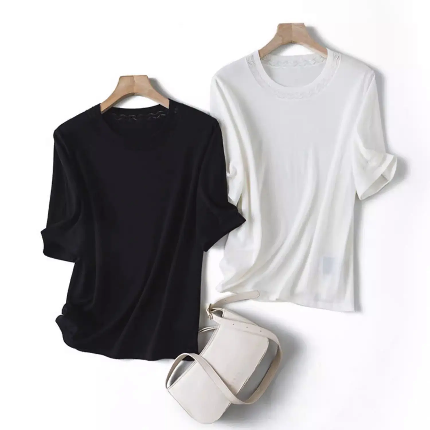 

Dave&di Refreshing Hook Flower Small Hollow Round Neck Short Sleeved Knitted Sweater Knitwear Woman Clothing Woman Clothes