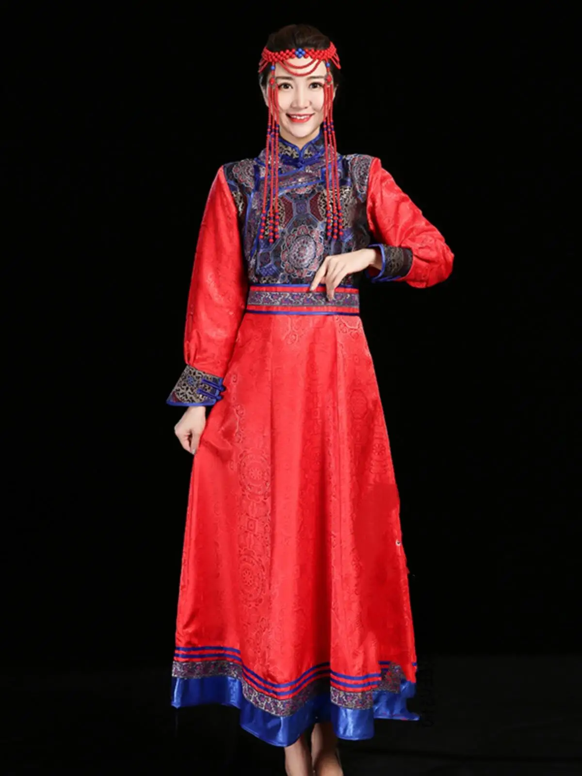 Frauen stil Kostüm innere Mongolei ethnische Kleidung mongolische Etikette Kleid roten Tanz