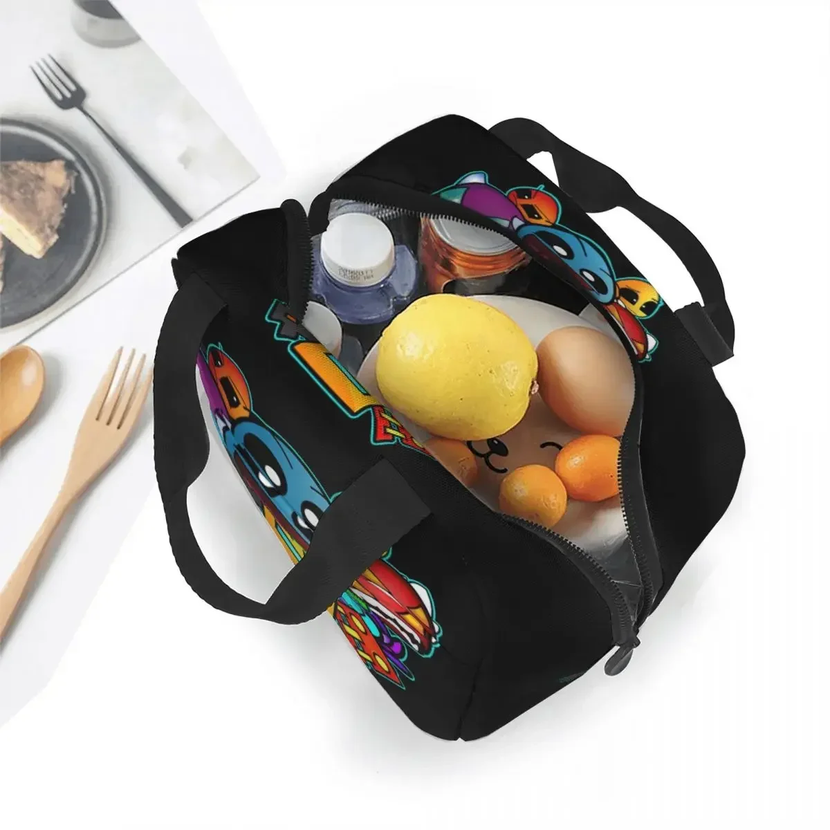 Geometry Cube Gaming Dash Old School Insulated Lunch Bag High Capacity Lunch Container Cooler Bag Lunch Box Tote Office Travel