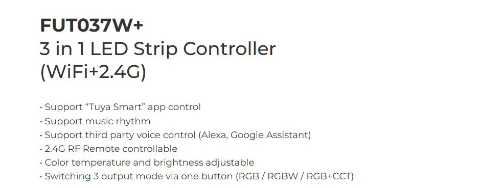 Miboxer WiFi+2.4G LED Controller Single Color Dual White RGB RGBW RGB+CCT SW2 SW5 WL5 Tuya Music APP Voice Control