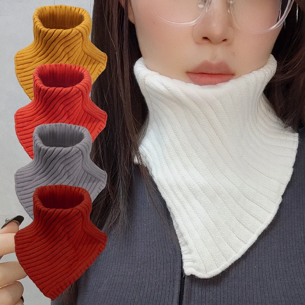 Women's Triangular Fake Collar Scarf Knitted Elastic False Collar Snood Lady Winter Warm Cycling Windproof Detachable Wrap Bib