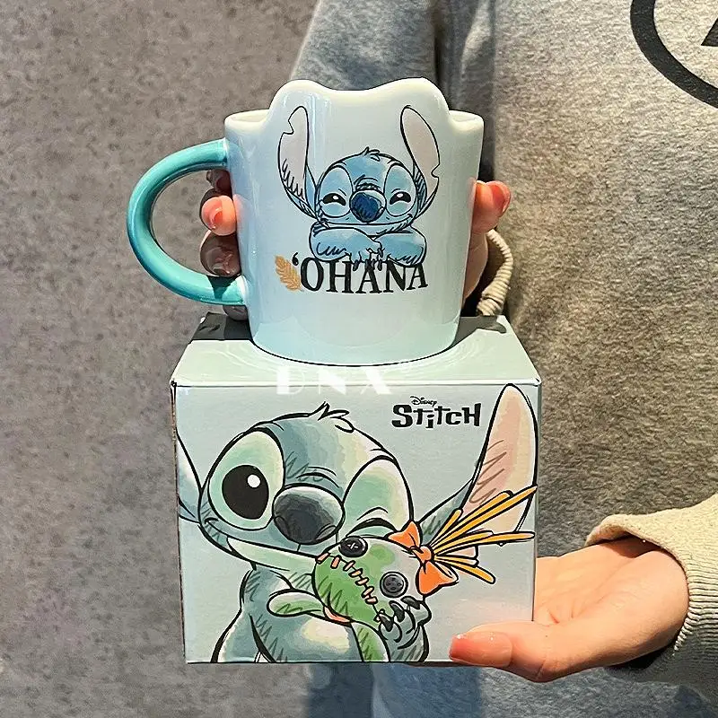 

Керамическая чашка для воды Kawaii Stitch с героями мультфильмов, креативный дизайн, чашка для макияжа, круглая милая кофейная чашка, мужские и женские подарки на день рождения