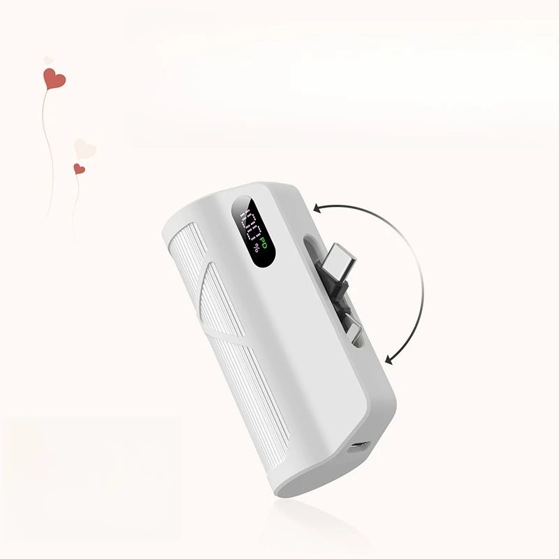 PD20W 5000mAh Capsule Power Bank Rotating Powe Digital Display Portable and Compact For TYPE-C and Apple Devices