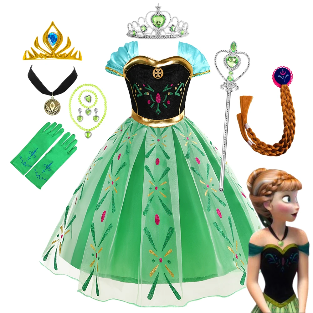 Disfraz de Princesa Anna de Frozen para Niña, Vestido de Halloween 2026, Disfraz de Reina de las Nieves, Ropa de Princesa para Niños