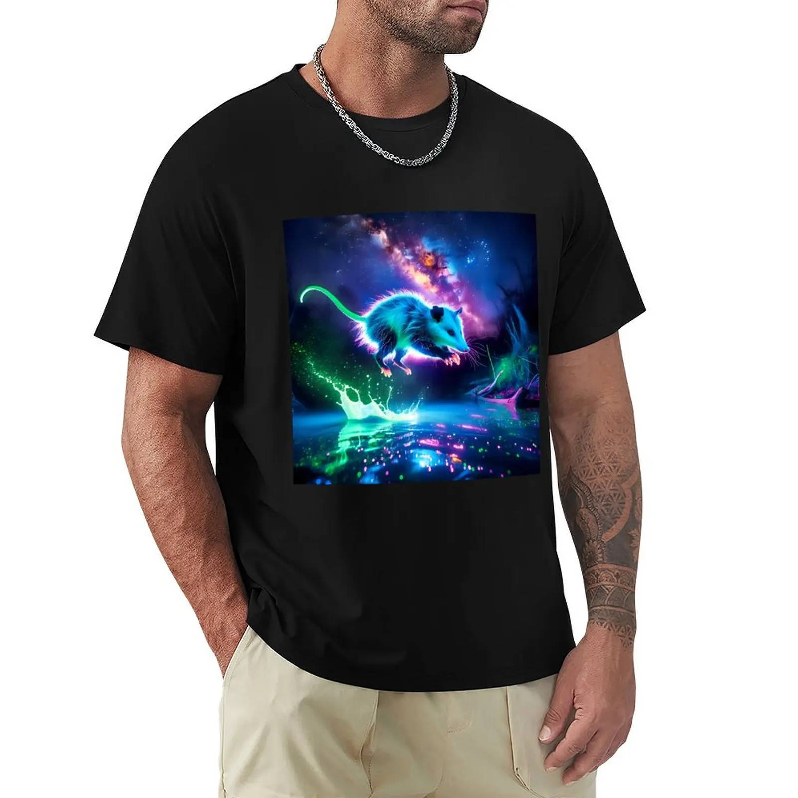 

Blacklight Style Possum Luminous Leap T-Shirt Plus Size Lightweight Top