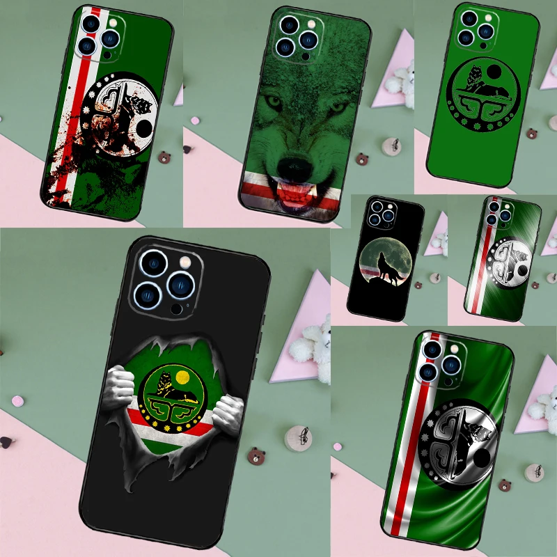 Chechen Wolf Flag Phone Case For iPhone 11 12 13 14 15 16 Pro Max Mini 7 8 Plus X XR XS Max