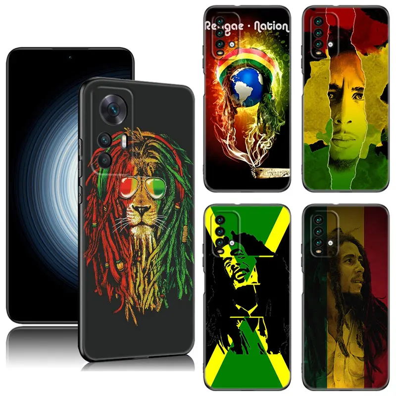 Reggae Bob Marley Phone Case For Xiaomi Redmi Note  5 6 7 K40 K60 Pro 7A 8A 9A 9C 9i 9T 10A 10C 12C A1 A2 Plus 4G Black Cover