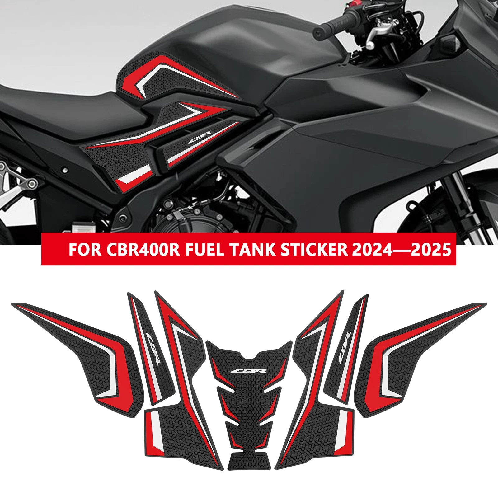 

Для CBR 400R 2024-2025 мотоциклетная накладка на топливный бак, защитная наклейка на топливный бак, наклейка CBR400R, наколенник на топливный бак, ручки бака