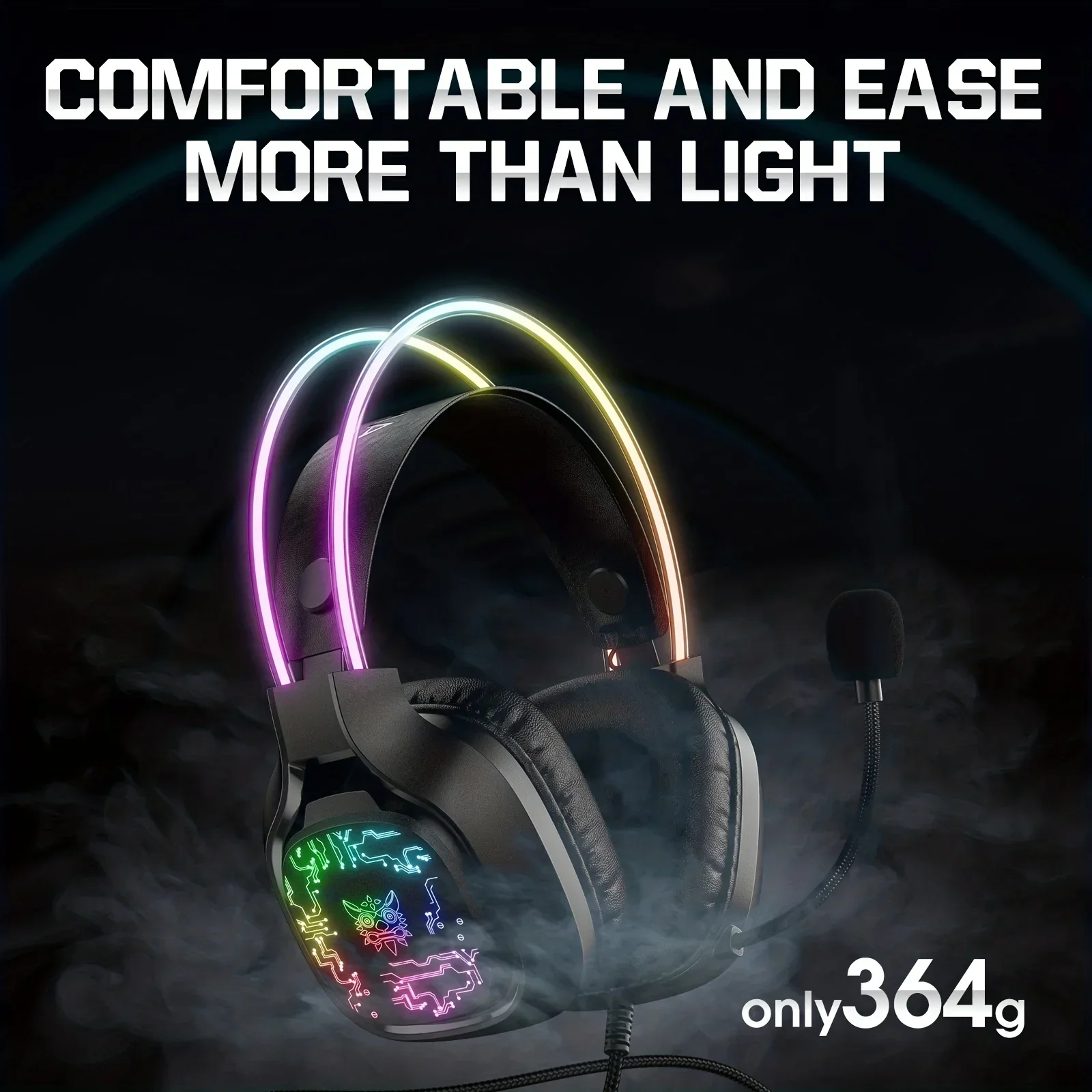 Imagem -05 - Gaming Headconjunto com Microfone com Cancelamento de Ruído Fones de Ouvido com Fio Iluminação Dinâmica Rgb Over-ear pc Ps4 Xbox Ps5 Onikuma-x22