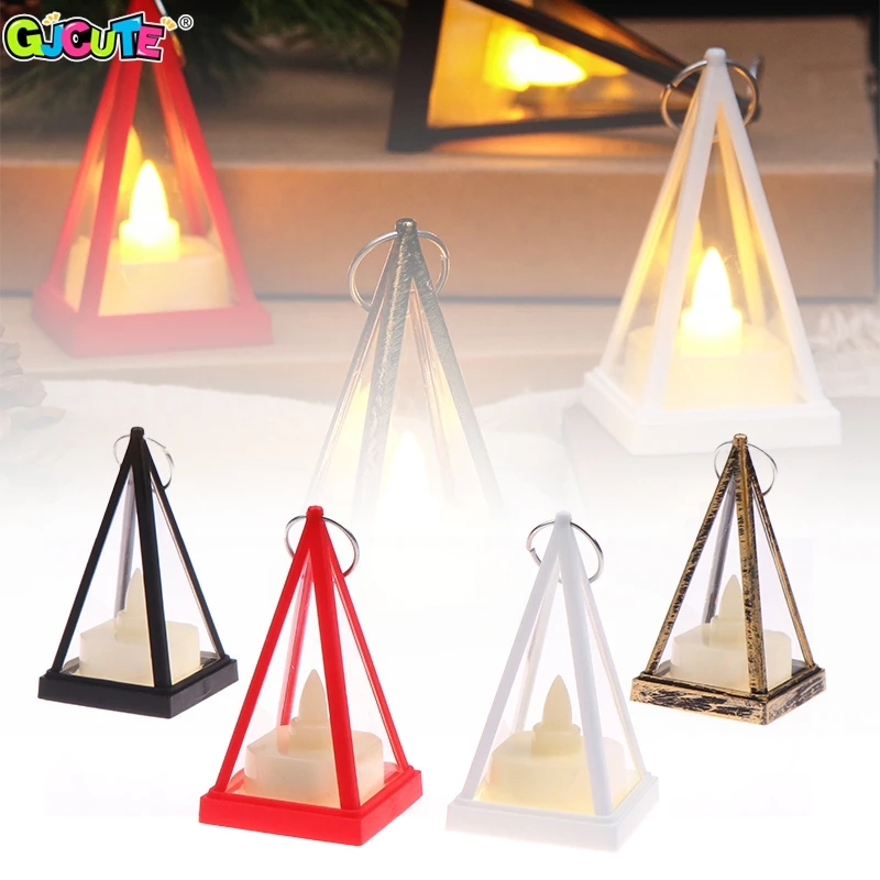 Dollhouse Candle Lamp Led Wind Light European Simulation Triangle Cande Light Miniature Desktop Night Lamp Model Decoration Toy