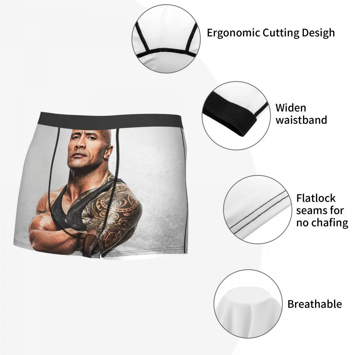 Custom The Rock Face Dwayne Boxers Shorts Mens Famous Actor Johnson Briefs Underwear Fashion Underpants