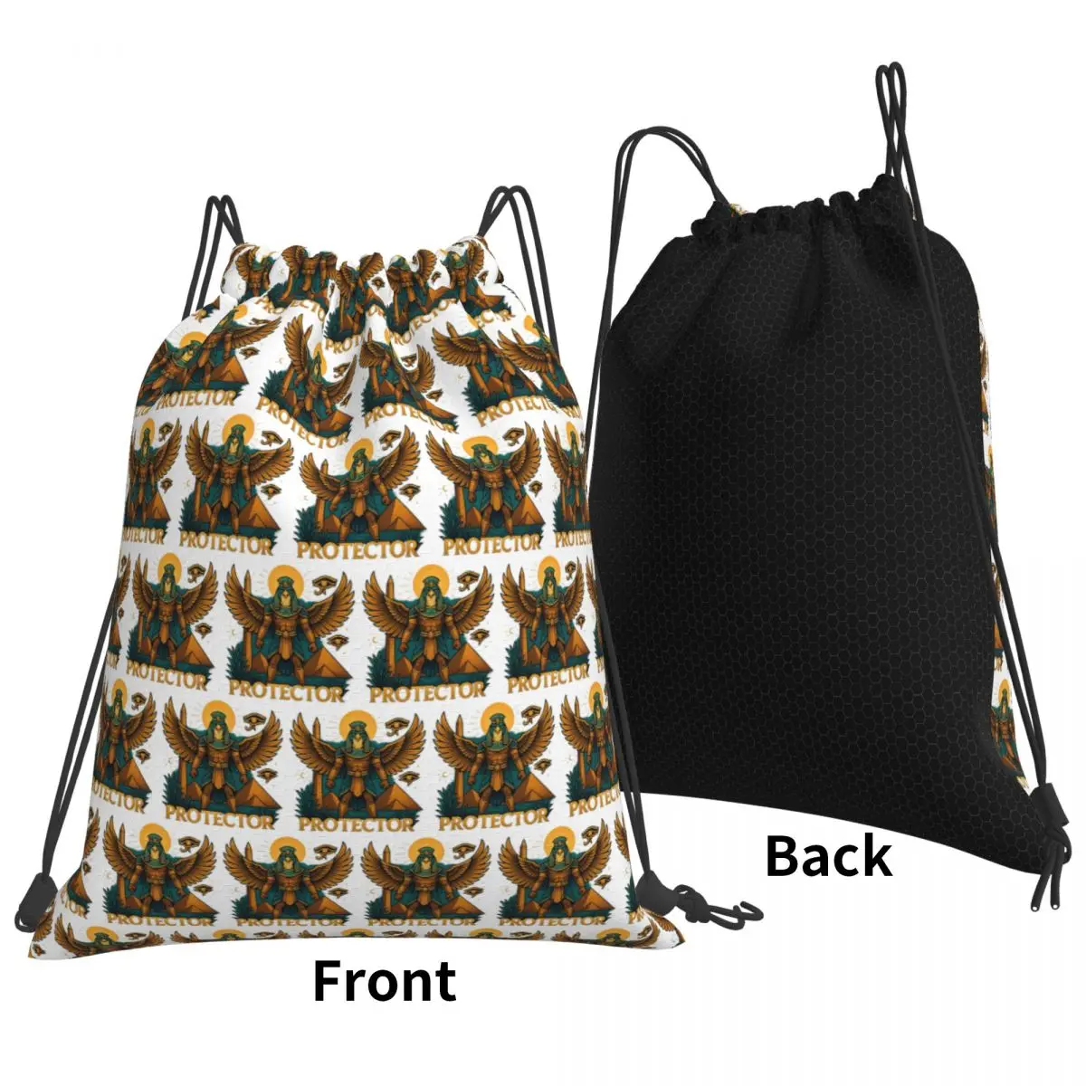 Horus The Protector Ancient Egyptian Symbol Backpacks Casual Drawstring Bundle Pocket Sports Bag Book Bags for Travel Students