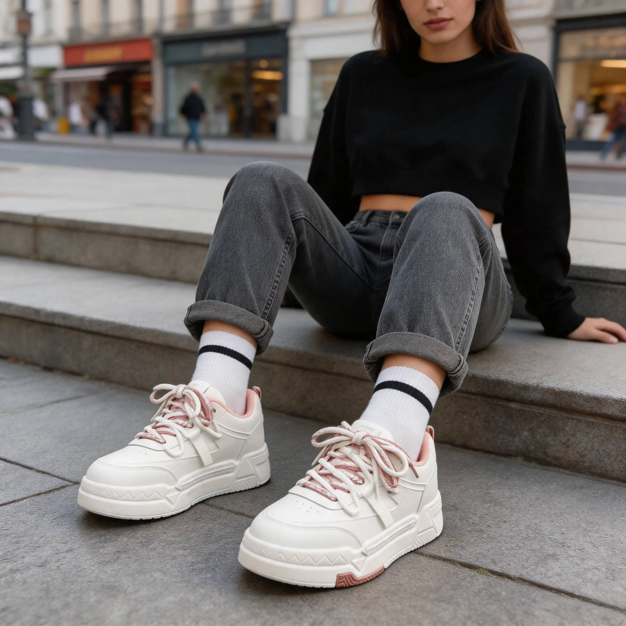Women's White Sneakers with Thick Soles: Versatile Casual and Athletic Shoes for All Seasons