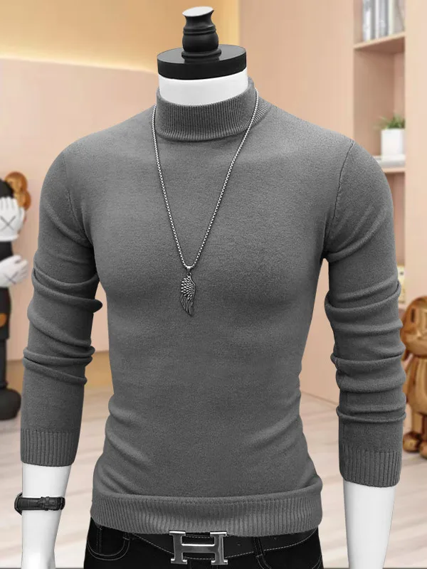 

Модный вязаный свитер с высоким воротником, приталенный крой, теплая внутренняя одежда для мужчин, повседневный зимний топ Sli Color Busin