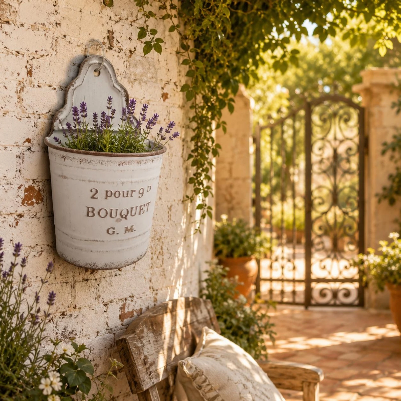 

Metal Wall Planter Embossed Lettering Distressed Wall Planter Home Decor Rustic Farmhouse Aesthetic Indoor and Covered Outdoor