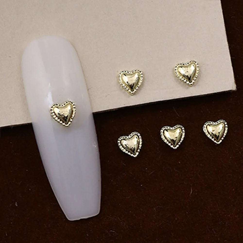 50PCS 3D Gold Silber Metallic Charms Mix Farben Liebe Mini XL Herz Rahmen Solide Schleife Relief Legierung Nail art strass Dekorationen – Detail 3
