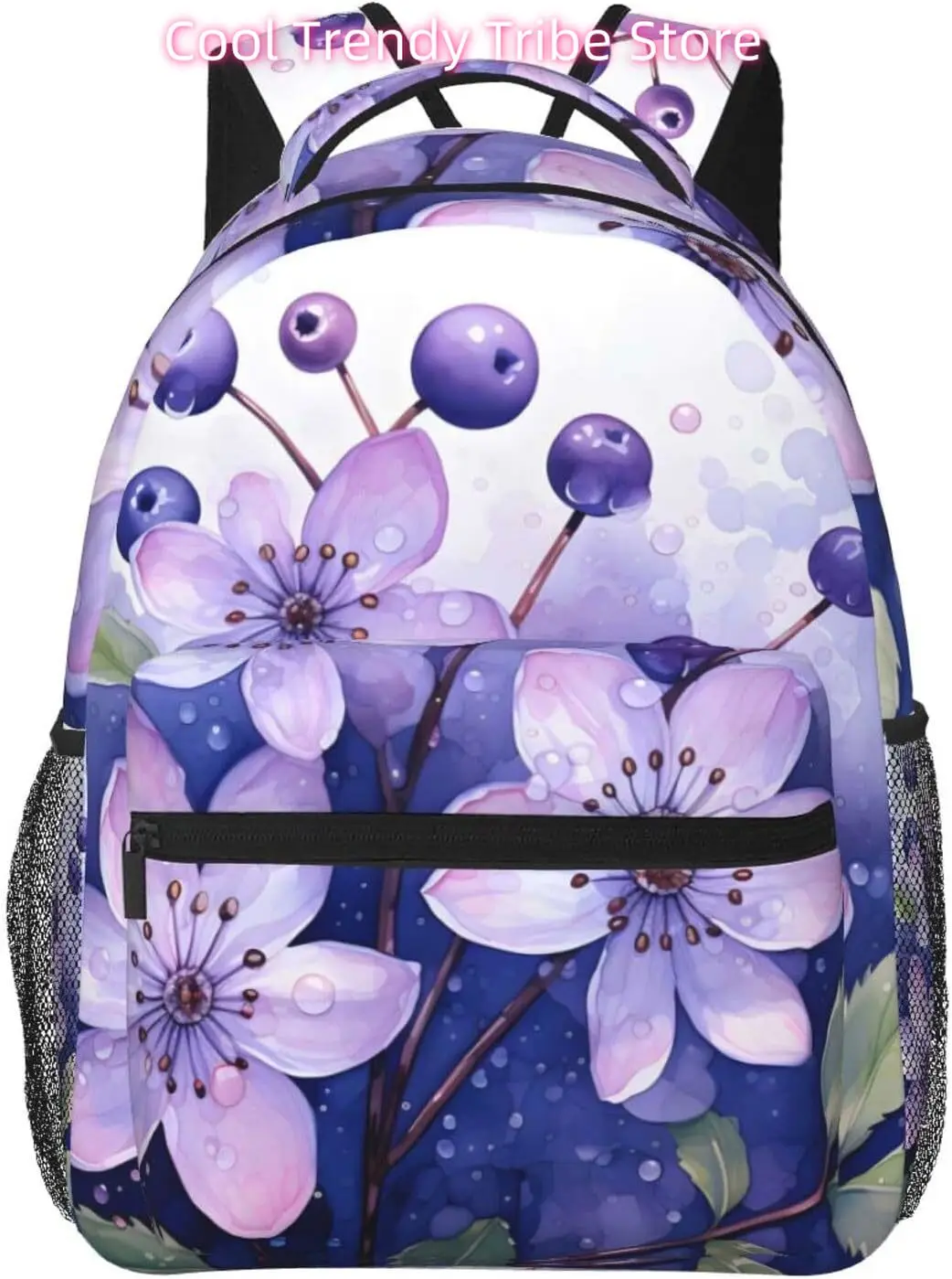 

laptop bag back to school Cute Purple Flowers Lightweight Laptop Backpack Lightweight Multipurpose Travel Casual Daypack Unisex