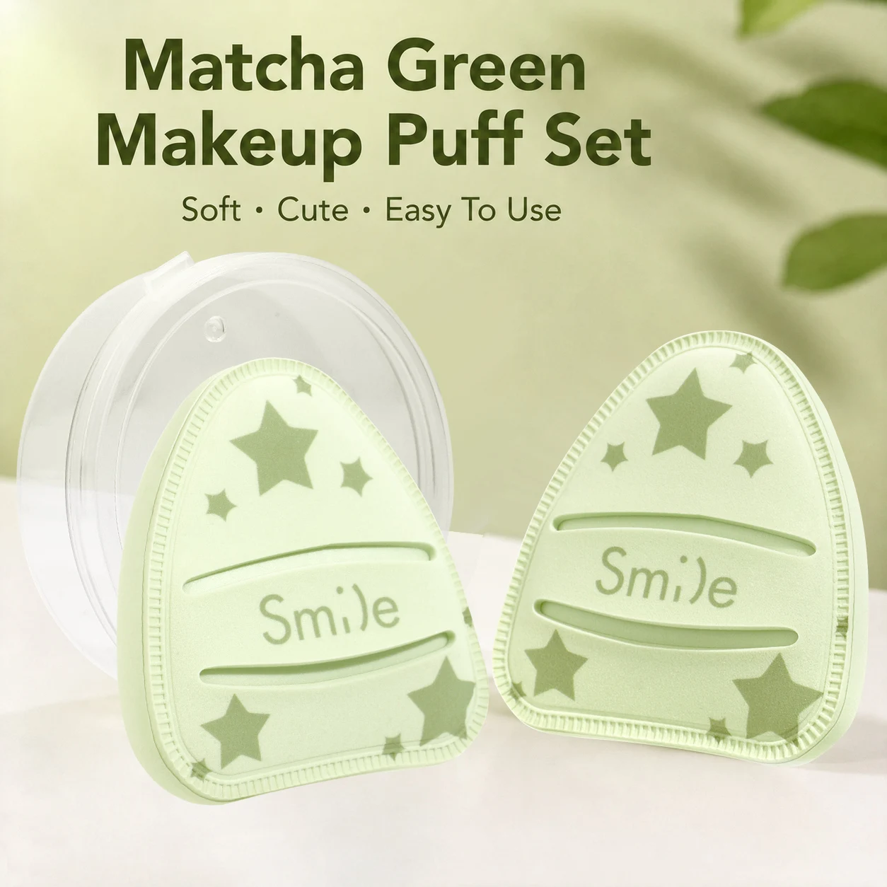 3 peças de esponja de algodão verde para maquiagem, para uso seco e molhado, não absorve pó, adequada para base, corretivo, etc.