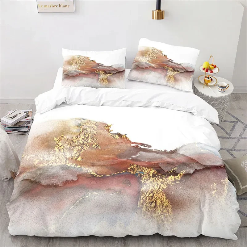 

Watercolor Marble Duvet Cover 3D Print Gradient Marble Painting Bedding Set Abstract Geometric Comforter Cover with Pillowcases