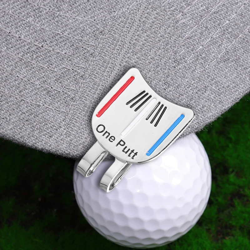 One Putt Golf Ball Marker Putting Alignment Aiming Tool Magnetic Hat Clip Golf Ball Position Marker Cap Badge For All Golfer