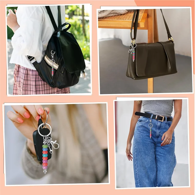 ABRS-26 Pcs Beadable Keychains, Silver Keychain Making Kit With Beadable Keychain Bar Lobster Clasps Key Rings