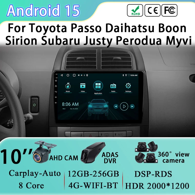 

Android Auto для Toyota Passo Daihatsu Boon Sirion Subaru Justy Perodua Myvi автомобильный радиоприемник мультимедийный видеоплеер GPS-навигация 4G