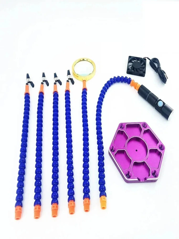Multi Löten Helfende Hand Dritte Hand Werkzeug 3X Vergrößerungs USB DC Fan Taschenlampe Lupe PCB Schweißen Reparatur Station