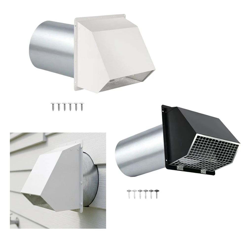 6 Inch Metal Dryer Vent Cover With 20cm Through Wall Hood And Removable Screen For Home Improvement For Airflow