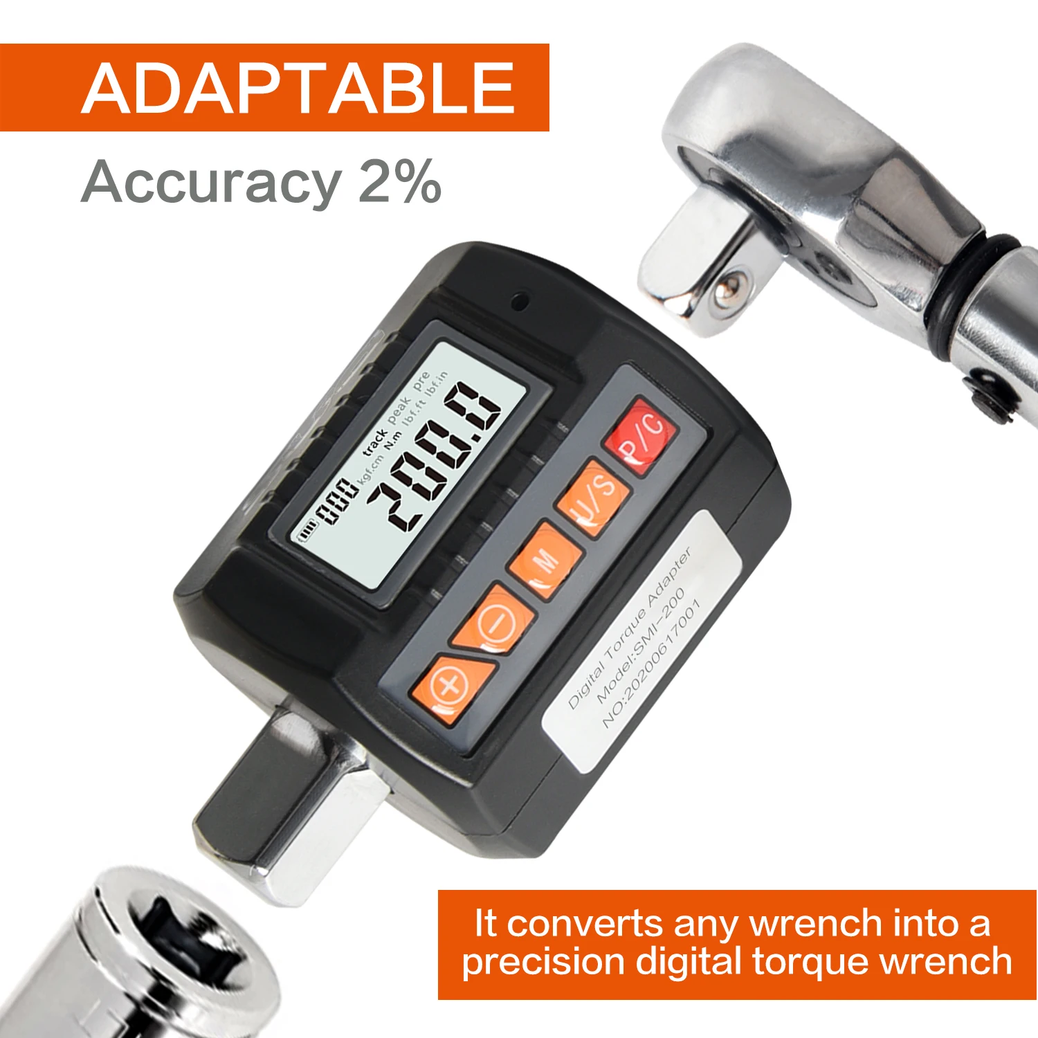 Adaptador de Torque Digital com Função Buzzer e Backlight com Precisão de Calibrado Drive 30 135 200 340 nm